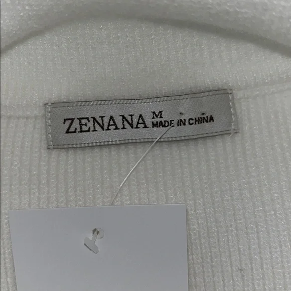 NWT Zenana Dolman Sleeve Mock Neck Ribbed Sweater in Off White Size M - Picture 7 of 10